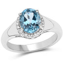 2.13 Carat Genuine London Blue Topaz and White Topaz .925 Sterling Silver Ring-4