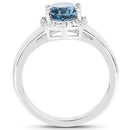 2.13 Carat Genuine London Blue Topaz and White Topaz .925 Sterling Silver Ring-5