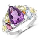 6.30 Carat Genuine Multi Stone .925 Sterling Silver Ring-4