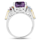 6.30 Carat Genuine Multi Stone .925 Sterling Silver Ring-5