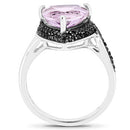 3.53 Carat Genuine Pink Amethyst and Black Spinel .925 Sterling Silver Ring-5