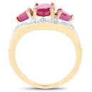 14K Yellow Gold Plated 2.49 Carat Genuine Glass Filled Ruby and White Topaz .925 Sterling Silver Ring-5