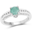 1.22 Carat Genuine Emerald and White Topaz .925 Sterling Silver Ring-4