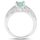 1.22 Carat Genuine Emerald and White Topaz .925 Sterling Silver Ring-5