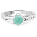 1.22 Carat Genuine Emerald and White Topaz .925 Sterling Silver Ring-6