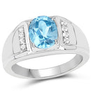 2.18 Carat Genuine London Blue Topaz and White Topaz .925 Sterling Silver Ring-4