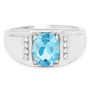 2.18 Carat Genuine London Blue Topaz and White Topaz .925 Sterling Silver Ring-6