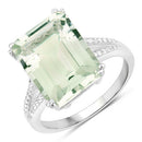 10.64 Carat Genuine Green Amethyst and White Topaz .925 Sterling Silver Ring-4