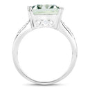 10.64 Carat Genuine Green Amethyst and White Topaz .925 Sterling Silver Ring-5