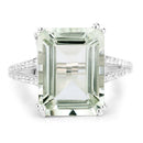 10.64 Carat Genuine Green Amethyst and White Topaz .925 Sterling Silver Ring-6