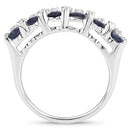 3.66 Carat Genuine Blue Sapphire and White Topaz .925 Sterling Silver Ring-5