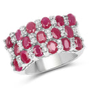 3.69 Carat Genuine Ruby and White Topaz .925 Sterling Silver Ring-4