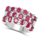 3.69 Carat Genuine Ruby and White Topaz .925 Sterling Silver Ring-5