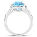 5.50 Carat Genuine Swiss Blue Topaz and White Topaz .925 Sterling Silver Ring-5