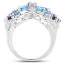 3.56 Carat Genuine Swiss Blue Topaz and Amethyst .925 Sterling Silver Ring-5