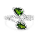 2.24 Carat Genuine Chrome Diopside and White Topaz .925 Sterling Silver Ring-6