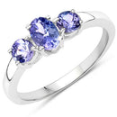 0.90 Carat Genuine Tanzanite .925 Sterling Silver Ring-4