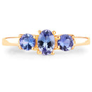 18K Yellow Gold Plated 0.90 Carat Genuine Tanzanite .925 Sterling Silver Ring-6