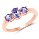 18K Rose Gold Plated 0.90 Carat Genuine Tanzanite .925 Sterling Silver Ring-4