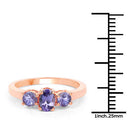18K Rose Gold Plated 0.90 Carat Genuine Tanzanite .925 Sterling Silver Ring-6