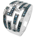 0.59 Carat Genuine Blue Diamond & White Diamond .925 Sterling Silver Ring-5