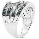 0.59 Carat Genuine Blue Diamond & White Diamond .925 Sterling Silver Ring-6