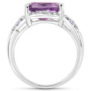 3.08 Carat Genuine Amethyst and Tanzanite .925 Sterling Silver Ring-5