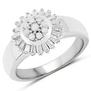 0.75 Carat Genuine White Diamond .925 Sterling Silver Ring-4