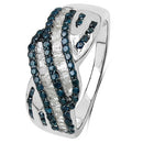 0.88 Carat Genuine Blue Diamond & White Diamond .925 Sterling Silver Ring-5