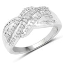 0.64 Carat Genuine White Diamond .925 Sterling Silver Ring-4