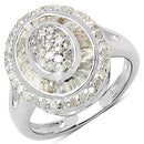 1.08 Carat Genuine White Diamond .925 Sterling Silver Ring-4