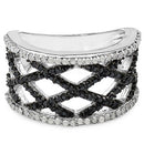 0.92 Carat Genuine Black Diamond & White Diamond .925 Sterling Silver Ring-6