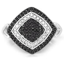 0.56 Carat Genuine White Diamond and Black Diamond .925 Sterling Silver Ring-6
