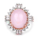 14K Rose Gold Plated 6.42 Carat Genuine Pink Opal and White Topaz .925 Sterling Silver Ring-6
