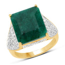 8.70 Carat Dyed Emerald and White Topaz .925 Sterling Silver Ring-5