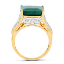 8.70 Carat Dyed Emerald and White Topaz .925 Sterling Silver Ring-6