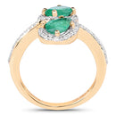 2.06 Carat Genuine Zambian Emerald & White Zircon 14K Yellow Gold Ring-5