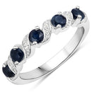 0.64 Carat Genuine Blue Sapphire and White Topaz .925 Sterling Silver Ring-5