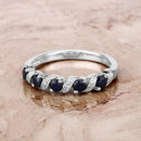 0.64 Carat Genuine Blue Sapphire and White Topaz .925 Sterling Silver Ring-8