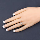 0.64 Carat Genuine Blue Sapphire and White Topaz .925 Sterling Silver Ring-9