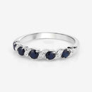 0.64 Carat Genuine Blue Sapphire and White Topaz .925 Sterling Silver Ring-10