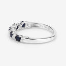 0.64 Carat Genuine Blue Sapphire and White Topaz .925 Sterling Silver Ring-11