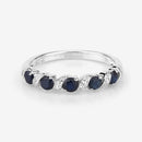 0.64 Carat Genuine Blue Sapphire and White Topaz .925 Sterling Silver Ring-14