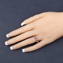 0.69 Carat Genuine Ruby and White Topaz .925 Sterling Silver Ring-10
