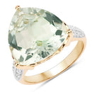 8.08 Carat Genuine Green Amethyst and White Topaz .925 Sterling Silver Ring-1