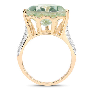 8.08 Carat Genuine Green Amethyst and White Topaz .925 Sterling Silver Ring - 0