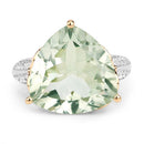 8.08 Carat Genuine Green Amethyst and White Topaz .925 Sterling Silver Ring-3