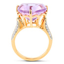 14K Yellow Gold Plated 10.44 Carat Genuine Pink Amethyst and White Topaz .925 Sterling Silver Ring-5