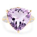14K Yellow Gold Plated 10.44 Carat Genuine Pink Amethyst and White Topaz .925 Sterling Silver Ring-6
