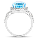6.03 Carat Genuine Swiss Blue Topaz & White Topaz .925 Sterling Silver Ring-5
